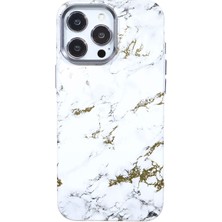 Deercase iPhone 16 Pro Max Magsafe Uyumlu Beyaz Mermer Desenli Telefon Kılıfı