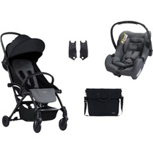 Bumprider Connect³ Black Grey Melange Bebek Arabası ve Connect Trn Grup 0+ Grey Oto Koltuğu ve Oto Koltuk Adaptörü