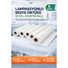 Bezos Laminasyonlu Sedye Örtüsü 50 cm x 50 Metre Rulo Tek Kullanımlık Muayene Masası Örtüsü 6 Adet