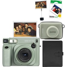 Fujifilm Instax Wide 400 Yeşil Şipşak Fotoğraf Makinesi 20'li Film Eva Çanta Kıskaç ve Deri Albüm Hediye Seti