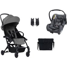 Bumprider Connect³ Black Grey Bebek Arabası ve Connect Trn Grup 0+ Grey Oto Koltuğu ve Oto Koltuk Adaptörü