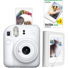 Fujifilm Instax Mini 12 Beyaz Fotoğraf Makinesi + 20'li Film ve Mini Albüm Seti