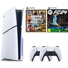 Sony Playstation 5 1 Tb Slim CD Edition Oyun Konsolu + 2. Ps5 Kol + Ps5 Gta 5 + Ps5 Fifa 24 Oyunu