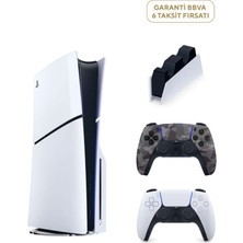 Sony Playstation 5 1 Tb Slim CD Edition Oyun Konsolu + 2. Ps5 Kol Camo Grey + Ps5 Şarj Istasyonu