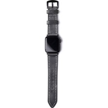Roarcraft Apple Watch Antik Gri Deri Küçük Kasa Uyumlu Çift Katlı El Dikişi Kordon