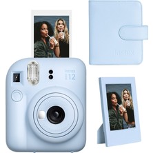 Fujifilm Instax Mini 12 Mavi Fotoğraf Makinesi + 64'lü Kare Albüm ve Çerçeve Seti