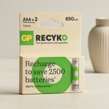 Gees Global Aaa 650MAH Şarjlı Ince Pil - 2'li Paket