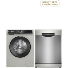 Bosch WGK252ZXTR Serie 6 Gümüş Çamaşır Makinesi 10 kg + SMS6EKI63T Serie 6 Inox 6 Progralı Wi-Fi Bulaşık Makinesi