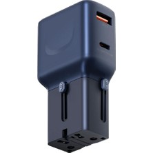 Energea Travelgo 35W 1 Adet Type-C 35W ve 1 Adet 18W USB Çıkışlı Pd Mavi Hızlı Şarj Aleti