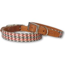 Mind The Mod Hound’s Tooth Kırmızı Deri Köpek Boyun Tasması