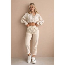 Fashion Friends Kadın Kanvas Pantolon 26Y0391K1 Taş