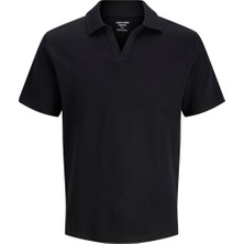 Jack & Jones Jormontauk Splıt Neck Polo Erkek T-Shirt 12290893 Black