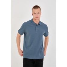 Trender Düz Pike Polo Yaka Erkek T-Shirt 2127 Petrol