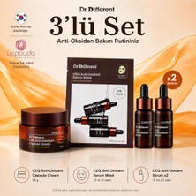 Dr.Different Ceq Anti-Oxidant Set - C Vitamini, E Vitamini ve Q10 Içeren 2'li Serum, Krem & 5'li Maske Seti