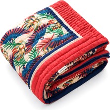 Uniqlooms Parrot Organik Pamuk El Yapımı Çift Kişilik Yatak Örtüsü 210 x 240 cm