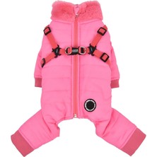 Puppia Everson Dog Jumpsuit Pembe Tasmalı Köpek Tulumu