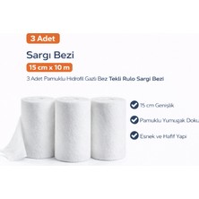 Bezos Sargı Bezi 15 cm x 10 M 3 Adet Pamuklu Hidrofil Gazlı Bez Rulo Sargı Bezi Seti