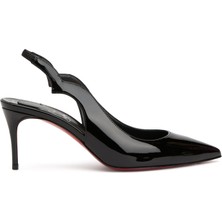 Christian Louboutin Hot Chick Sling Siyah Rugan Topuklu Ayakkabı