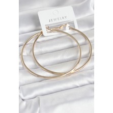 Gold Renk Pirinç Köşeli Kenar Halka 72 mm Kadın Küpe 5886 - 9892-8711