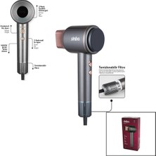 Aesco Sinbo SHD-1717 Bldc Turbo Motor Tokmak Model Saç Kurutma Makinesi 1600W 2-Kdm.hız 3-Kdm.sıcaklık Yapışkanlı Askı
