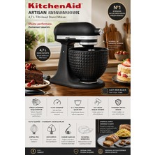 Kitchenaid Artisan Cast Iron Black 4,7 L 300 W Stand Mikser – 10 Kademeli Hız, Planet Mikser Sistemi, Seramik Kase, Tam Metal Gövde