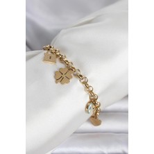 316L Çelik Gold Renk Charmlı Kadın Bileklik 5886 - 5643-2554