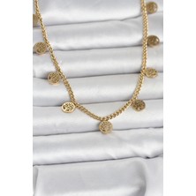 316L Çelik Gold Renk Yaşam Ağacı Model Kadın Kolye 5886 - 8684-9447