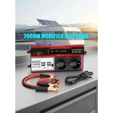 12V 2000W Modifiye Sinüs Inverter Araç ve Güneş Enerjisi Uyumlu, Çift Usb, Çift Priz ve Çakmaklık Eco Lounge