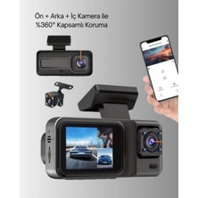 Eco Lounge 3 Kameralı Araç Içi Kayıt Cihazı 1080P Full Hd Gece Görüşlü ve Wi-Fi Bağlantılı