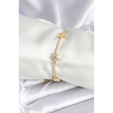 Pirinç Gold Renk Yıldız Model Kadın Bileklik 5886 - 8351-8064
