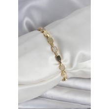 Pirinç Zirkon Taşlı Gold Renk Kadın Bileklik 5886 - 7565-2506