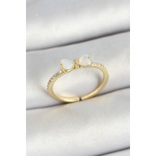 Pirinç Fiyonk Figürlü Zirkon Taşlı Gold Renk Ayarlanabilir Kadın Yüzük 5886 - 6568-1696
