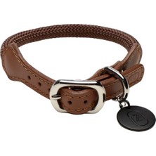 Zoe Pet Atelier Kahverengi Paracord Deri Köpek Boyun Tasması