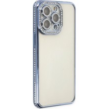 Bezos iPhone 14 Pro Kılıf Joke Taşlı Silikon - Mavi