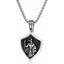 Ak Store Silver Erkek Cesaret, Güç, Aile (Courage,strength,family) K-184 Paslanmaz Kromix Çelik Gümüş Kaplama Kolye