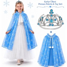 Eco Lounge Karlar Ülkesi Prenses Pelerin ve Taç Seti 85 cm