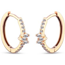 Safir Mücevher Pırlanta Baget 14 Ayar Rose Gold Kadın Halka Küpe