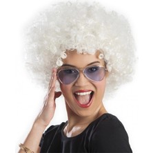Eco Lounge Beyaz Renk Kıvırcık Afro Bonus Peruk