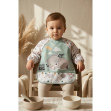 Eco Port Tinybear Dream Big Su Geçirmez Uzun Kollu Mama Önlüğü - Mint Yeşili Blw Uyumlu Bebek Ek Gıda Önlüğü 6-24 Ay
