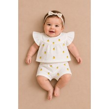 Zuzi Baby Kız Bebek Limon Nakışlı Müslin Bebek Takımı