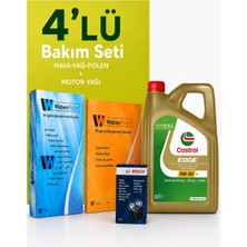 Bosch-Waben Fiat 500X 1.6 Dizel Filtre Bakım Seti-Castrol Edge 5W30 5lt (2014-2024) 3 Lü