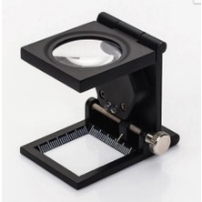 Aesco 28X28 mm Katlanır Sayaçlı Metal Lüp 2 LED Işıklı Büyüteç Tekstil TH-9005A