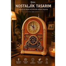 Vaelmont Retro Ahşap Tasarımlı Çok Fonksiyonlu Bluetooth Radyo ve Hoparlör Nostaljik Radyo