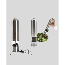 Eco Lounge Modern Otomatik Baharat Öğütücü Seti – Pilli, Paslanmaz Çelik, LED Aydınlatmalı