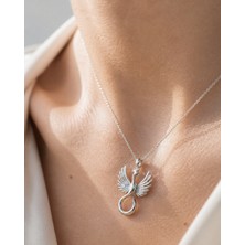 Sara Silver Anka Kuşu Figürlü 925 Ayar Gümüş Kadın Kolye Korumalı