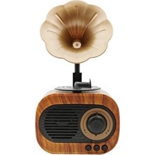 Vaelmont Mini Nostaljik Gramafon Radyo ve Bluetooth Hoparlör Nostaljik Radyo