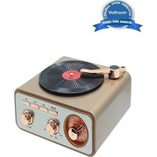 Vaelmont Metalik Nostaljik Plak Görünümlü Bluetooth Hoparlör Nostaljik Radyo