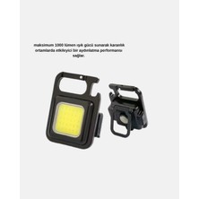 Eco Lounge Şarjlı Cob LED Anahtarlık Fener – 4 Modlu, Manyetik ve Katlanabilir Standlı