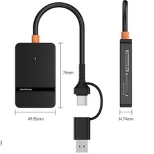 Aesco ZR783 ADS-316 Type-C + USB 8 In 1 Card Reader 5gbps