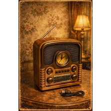 Vaelmont Saatli Nostaljik Bluetooth Radyo ve Müzik Çalar, Şık Tasarım Nostaljik Radyo